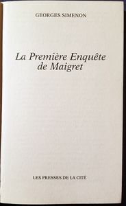 La Première Enquête de Maigret
