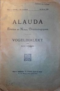 Alauda - Études et Notes Ornithologiques; Vogeldialekt von Hans Stadler