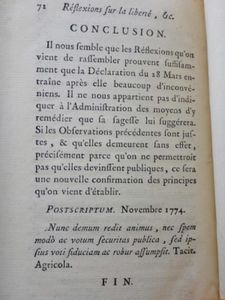 Réflexions sur les avantages de la liberté d'écrire et d'imprimer sur les matières de l'administration, écrites en 1764, etc.