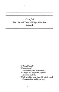 Israfel: The Life and Times of Edgar Allan Poe. Vol. 1