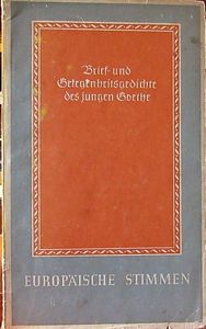 Brief - Und Gelegenheitsgedichte Des Jungen Goethe