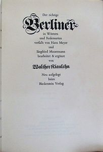Der Richtige Berliner In Wörtern Und Redensarten