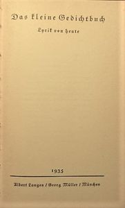Das Kleine Gedichtbuch, Lyric von Heute