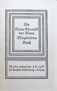 Dir Kleine Chronic der A.M. Bach
