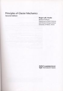 Principles of Glacier Mechanics, 2nd Edition