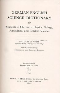 German-English Science Dictionary for Students in Chemistry, Physics, Biology, Agriculture, and Related Sciences, 2nd Edition