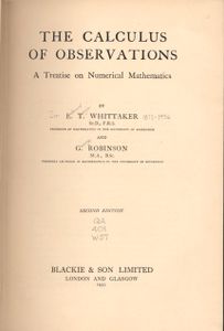 The Calculus of Observations - A Treatise on Numerical Mathematics, 2nd Edition