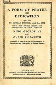 A Form Of Prayer And Dedication For Use On Sunday Evening, May 9th, 1937