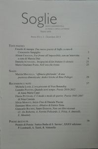 Soglie. Rivista Quadrimestrale Di Poesia E Critica Letteraria. (Nuova Serie) Anno XV, n.3 - Dicembre 2013