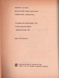 Sóngoro Cosongo, Poemas mulatos