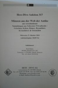 Auktion 317. Münzen Aus der Welt Der Antike. Sammlungen Aus Schweizer Privatbesitz - 27. Oktober 2010 in Zürich