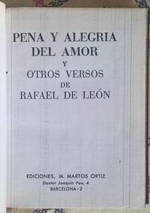 Pena Y Alegria Del Amor Y Otros Versos