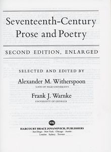 Seventeenth-Century Prose and Poetry