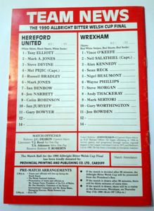Hereford United v Wrexham 1989-90 Allbright Bitter Welsh Cup Final