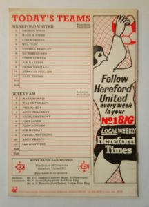 Hereford United v Wrexham, Welsh Cup Semi Final Second Leg