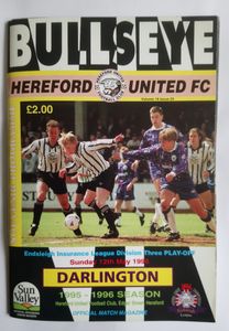 Hereford United v Darlington Endsleigh Insurance League Division 3 Play-off 1995-1996 Official Matchday Magazine.
