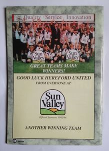 Hereford United v Darlington Endsleigh Insurance League Division 3 Play-off 1995-1996 Official Matchday Magazine.