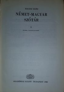 Német-Magyar szótár I. (A-K)