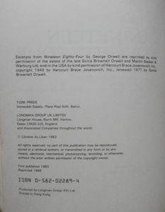 York Notes on Nineteen Eighty-Four