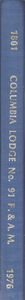 A Chronicle Of Columbia Lodge No. 91, Free And Accepted Masons A.D. 1801-1976  A.L. 5801-5976