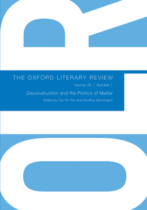 The Oxford Literary Review Volume 39 Number 1