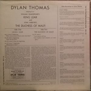 Dylan Thomas Reading King Lear And The Duchess Of Malfi