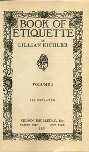 Book of Etiquette Volume I