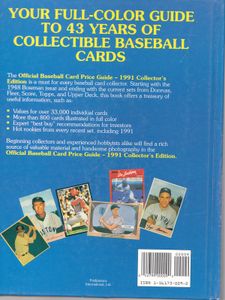 Official Baseball Card Price Guide 1991 Collectors Edition