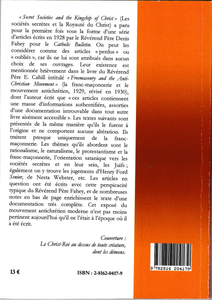Les sociétés secrètes et la royauté du Christ