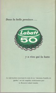 Les Anciennes Familles Du Québec. Compilées Pour La Brasserie Labatt Limitée