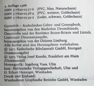 Gotteslob. Katholisches Gebet- und Gesangbuch für das Bistum Limburg
