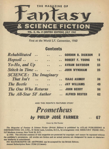 The Magazine of Fantasy & Science Fiction (British Edition), July 1961