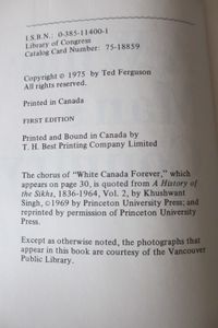 A White Man's Country: An Exercise in Canadian Prejudice