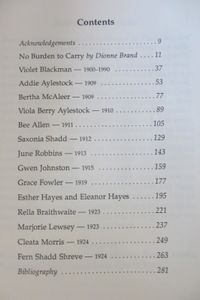 No Burden to Carry: Narratives of Black Working Women in Ontario 1920s to 1950s