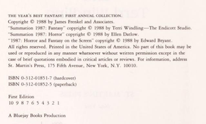 The Year's Best Fantasy: First Annual Collection