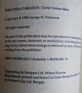The China Paradox: Christ versus Marx