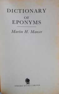 Dictionary of Eponyms