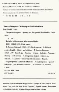 Temperate Conquests (Spenser and the Spanish New World)
