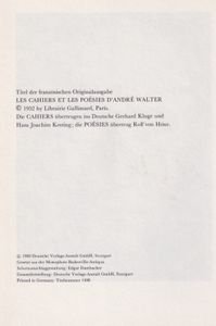 Die Aufzeichnungen und Gedichte des André Walter