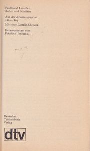 Ferdinand Lassalle: Reden und Schriften