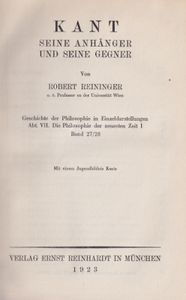 Kant, seine Anhänger und seine Gegner