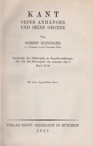 Kant, seine Anhänger und seine Gegner