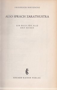 Also Sprach Zarathustra - Ein Buch für Alle und Keinen
