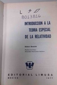Introducción A La Teoría Especial De La Relatividad