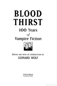 Bloodthirst: 100 Years of Vampire Fiction