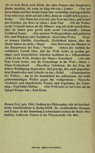 "Sein ist das Weib, Denken der Mann" - Ansichten und Äußerungen für und wider den Intellekt der Frau von Luther bis Weininger