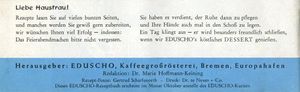 Eduscho 1962 - Rezepte, Gebäck und Süß-Speisen