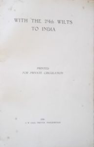 With The 24th Wilts in India 1914-1919