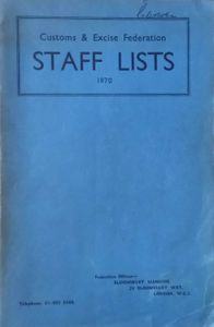 Customs & Excise Federation Staff Lists 1969