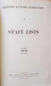 Customs & Excise Federation Staff Lists 1969